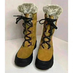 All in Motion Thermolite Faux Fur Brown Womens 7 Boots Cabincore Gorpcore Snow